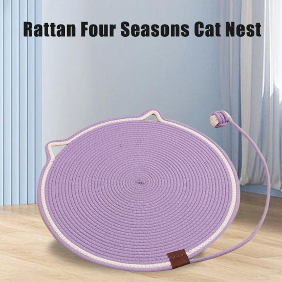 Cat Scratching Pad Large Size 35cm Natural Cotton Rope Cat Scratching Mat Dual Scratching Pads for Indoor Cats Sturdy Clean Cat Bed with Toy Ball