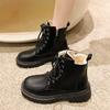 Осенне-зимние женские зимние сапоги из искусственной кожи большого размера, удобные, теплые, с круглым носком, на толстой подошве, размеры 35-42