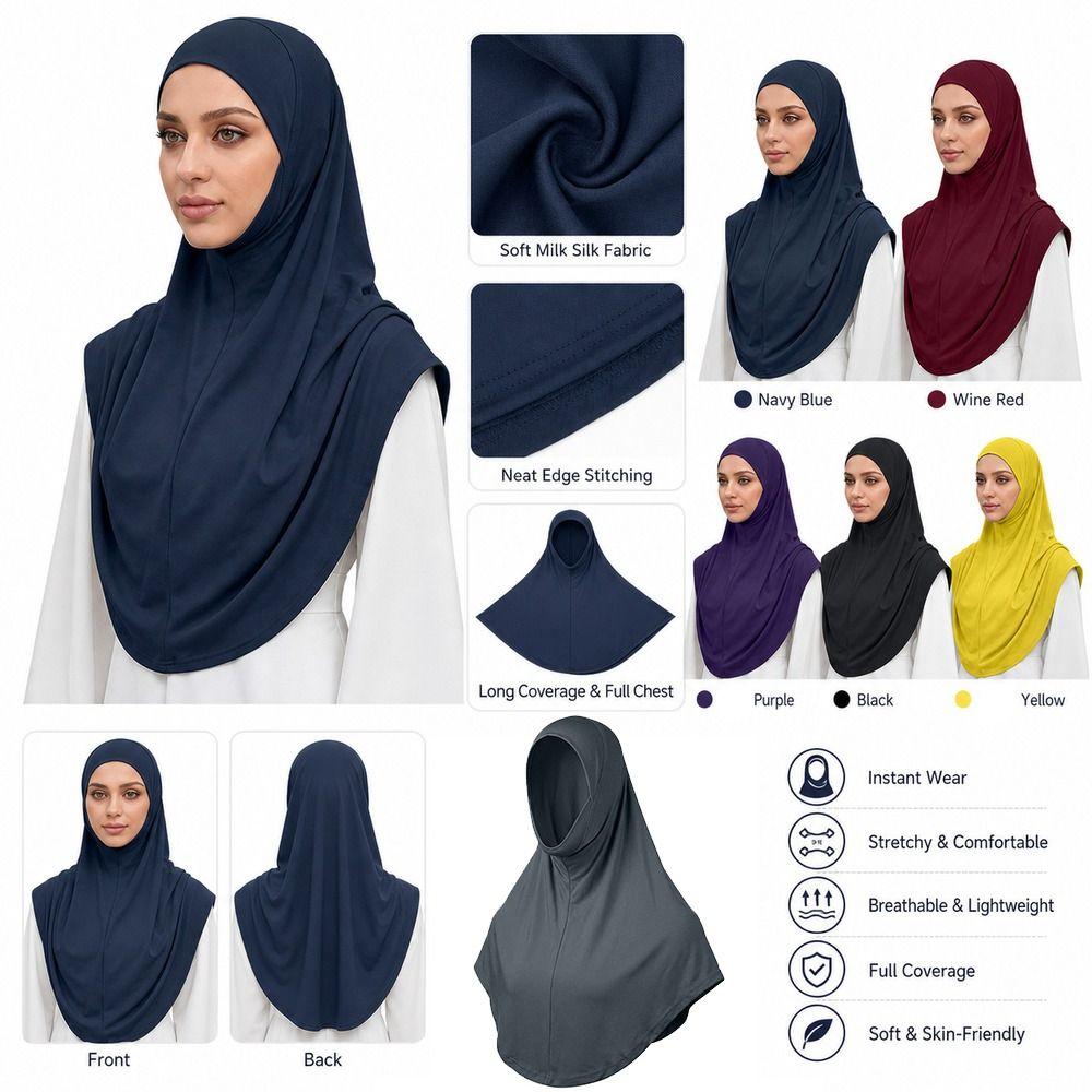Draped Design Pullover Hijab Full Coverage Women Hijab Scarf New Instant Turbans Daily Wear