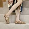 Сандалии Baotou из натуральной кожи на плоской подошве в стиле ретро, ​​женские сандалии с полой свиной клеткой
