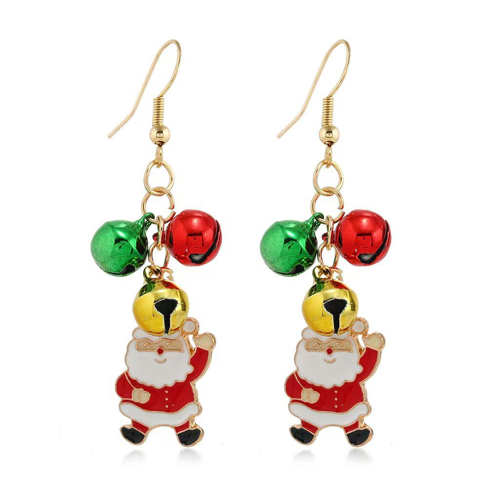 Colorful Christmas Earrings: Santa Claus & Snowman Pendants