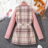 Children Clothing Girls Autumn Winter Clothes Girl Suit Vest Blazer Long Jacket + High Collar Strip Long Sleeve T-Shirt Sets