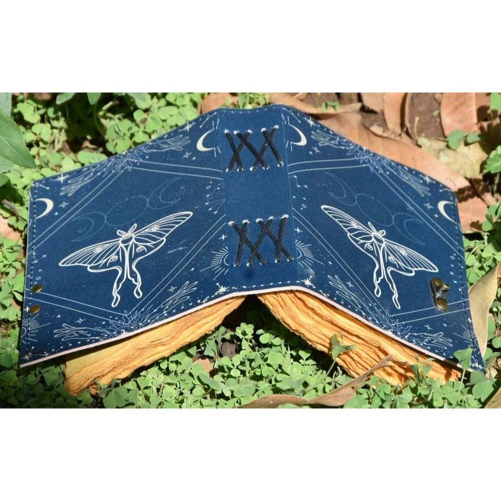 Пустая книга заклинаний теней винтажный кожаный журнал ручной работы лунный мотылек принт 7X5