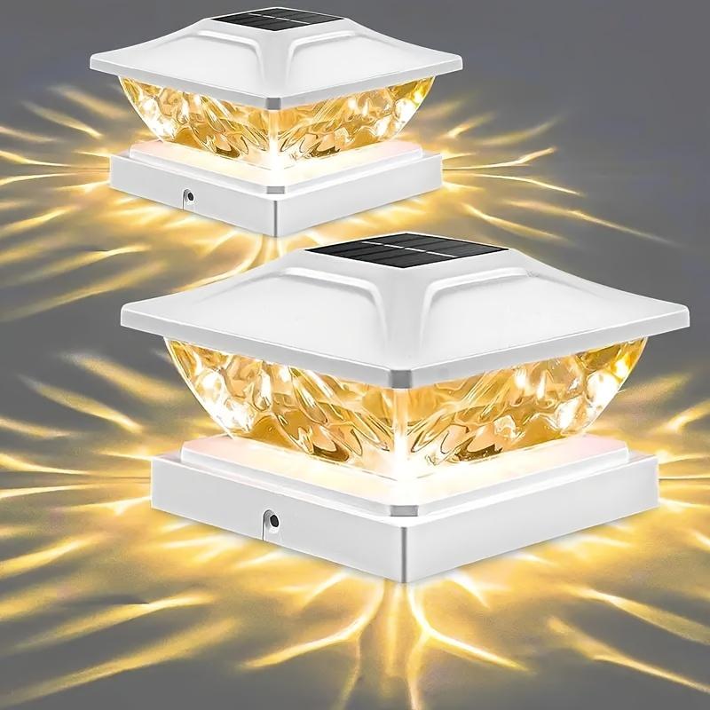 Солнечный столбовой светильник, переключение 2 режимов, свет для украшения двора и сада, уличный ступенчатый светильник, солнечный светильник для забора, новогодняя атмосфера