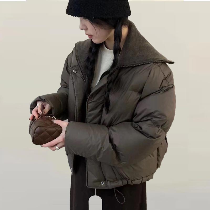 Короткая куртка-пуховик женская 2024 новая зимняя женская одежда корейская версия свободная большого размера женская куртка на утином пуху
