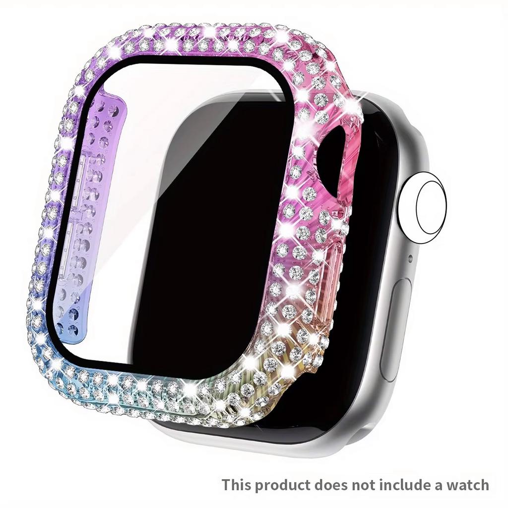Чехол со стразами + Закаленное стекло для Apple Watch Series 11 10 9 8 7 SE, 46 42 45 41 44 40 38мм