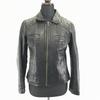 Genuine Lamb Leather Jacket Quilted Full Zip Black Women's XS(USED)