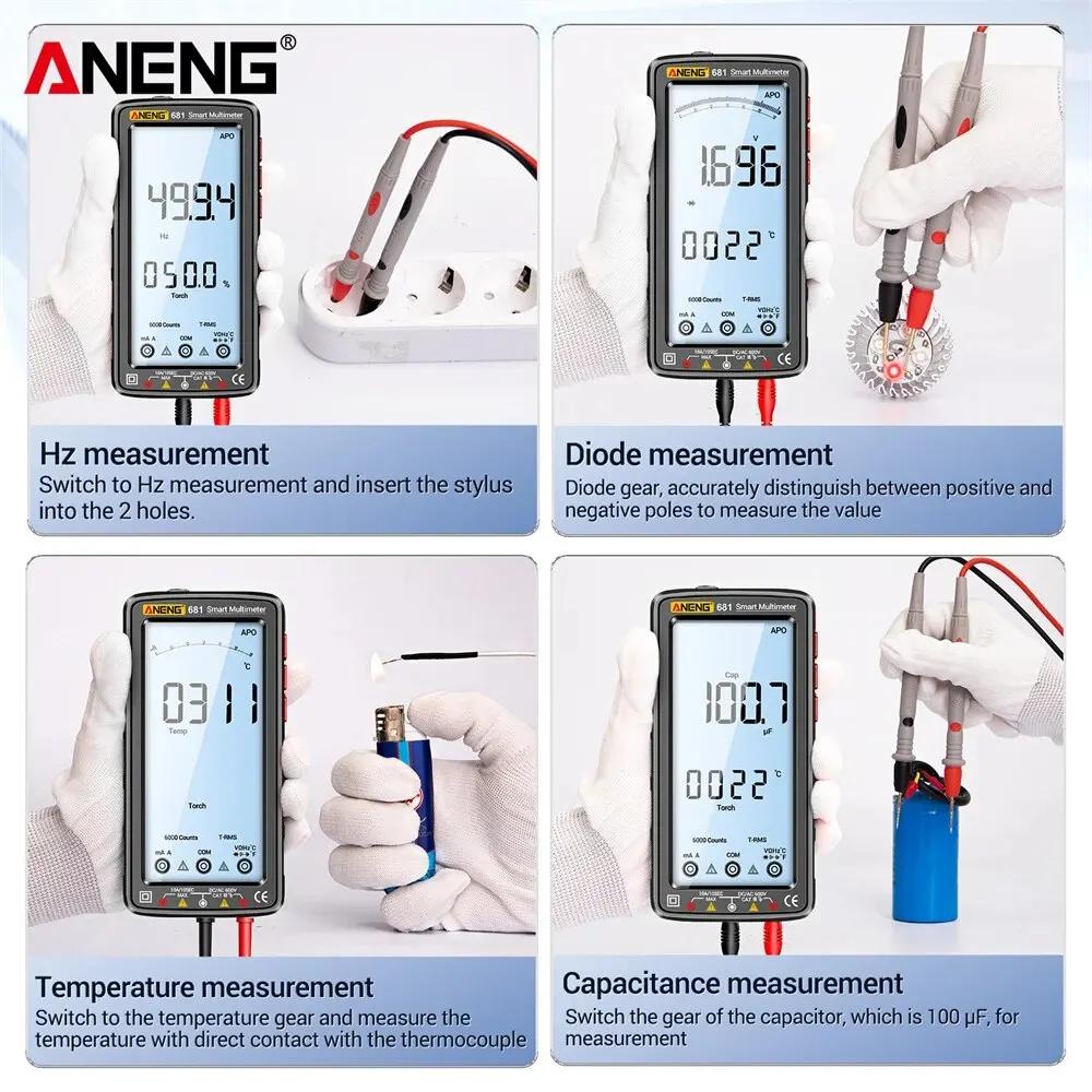 ANENG 681 Non-contact Voltage Professional MultimeterVoltage Meter LCD Screen Current Tester Tester AC/DC Rechargable Digital