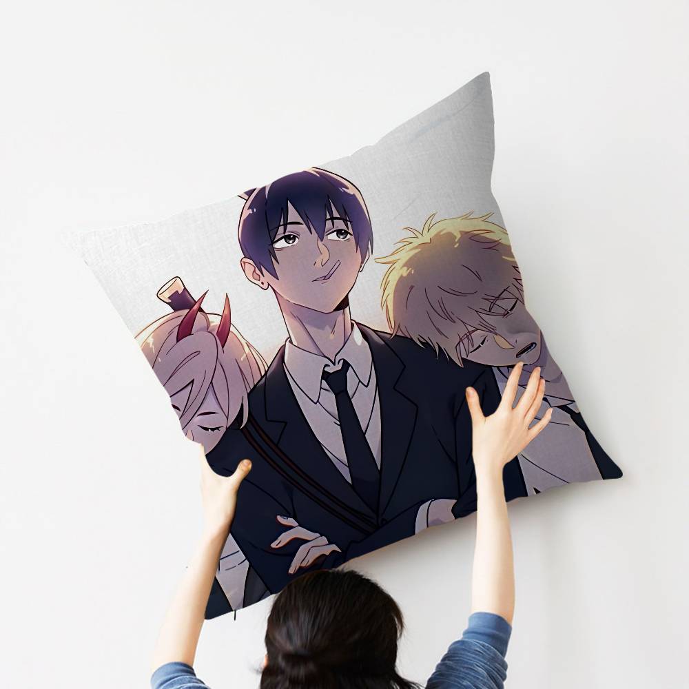 Chainsaw Man Cartoon Personalized Pillow Cover Kids Bedroom Wild Party Decor Pillowcase Kid Birthday Shower Gift