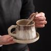 Fashion light luxury style kiln-changed ceramic coffee cup Dehua traditional handmade mug with spoon home gift creation