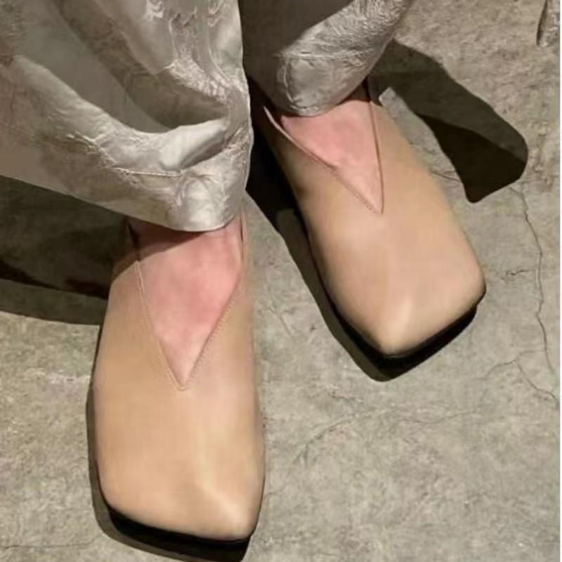 Кожаная ниша темный пионер диагональная голова балетки женские летние и осенние удобные ленивые одна педаль одинарные туфли