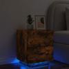 VidaXL Bedside Cabinet with LED Lights, Bedside Table with 7 Drawers, Bedroom Nightstand, Modern, Smoked Oak Wood 836743