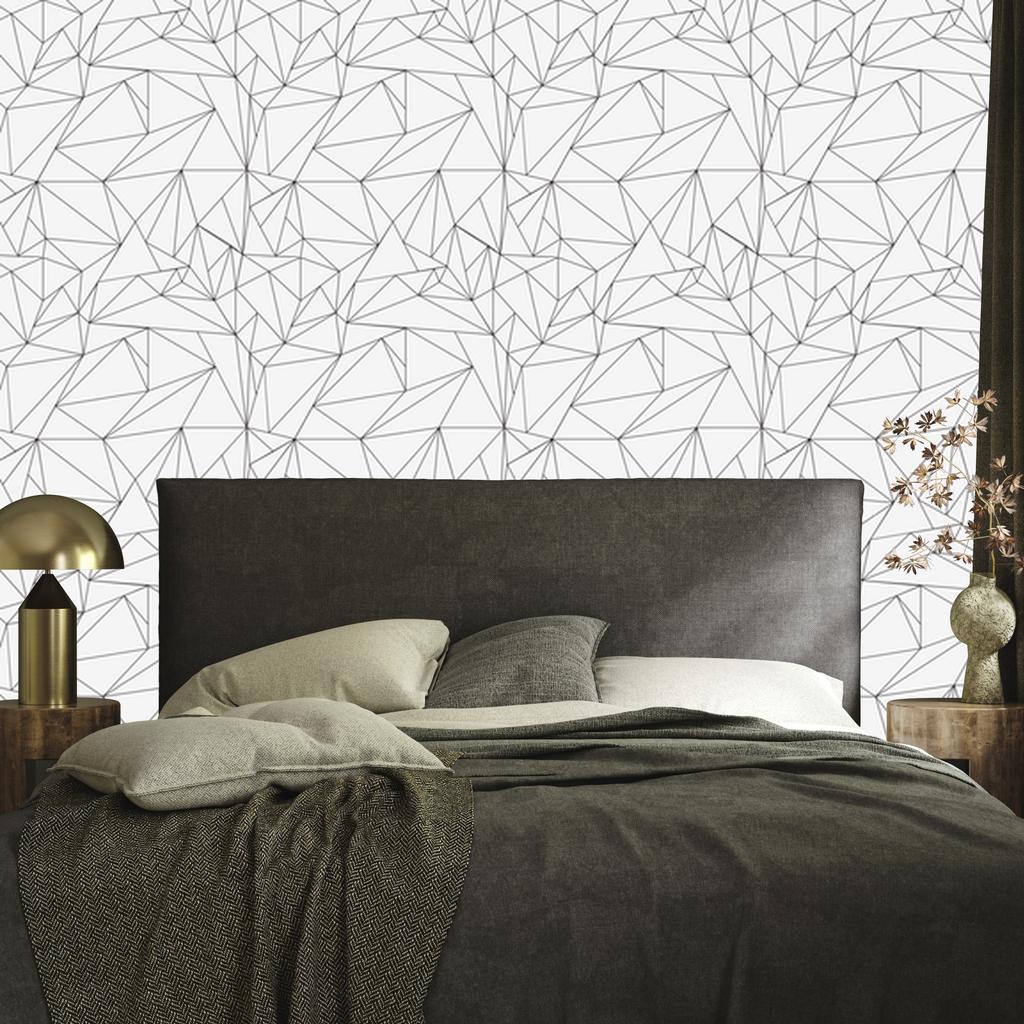 White Geometric Pattern Wallpaper for Living Room and Bedroom 50x1000