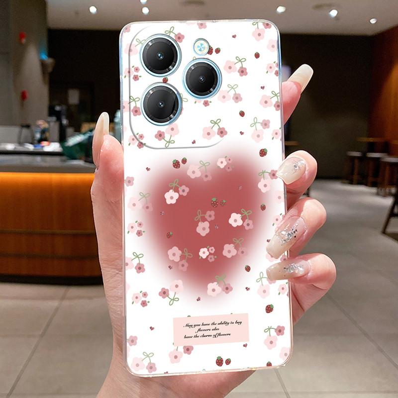 Для Infinix Hot 40 Чехол Прозрачный Силиконовый Роскошный Эстетичный Бабочка Цветок Мягкий ТПУ Задняя Крышка Infinix X6836 X6837 Hot 40 Pro Чехол