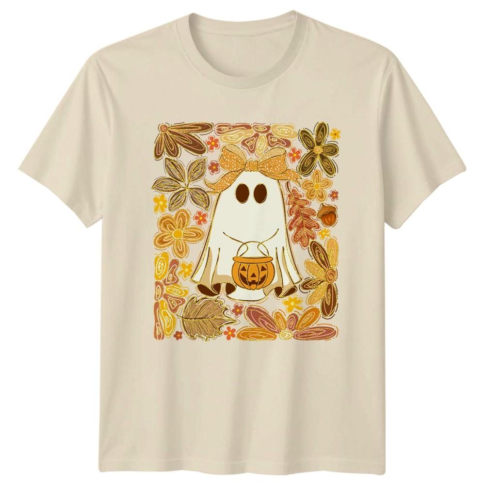 Floral Ghost Spooky Season Unisexs TShirt Floral Ghost Halloween Gift For Her