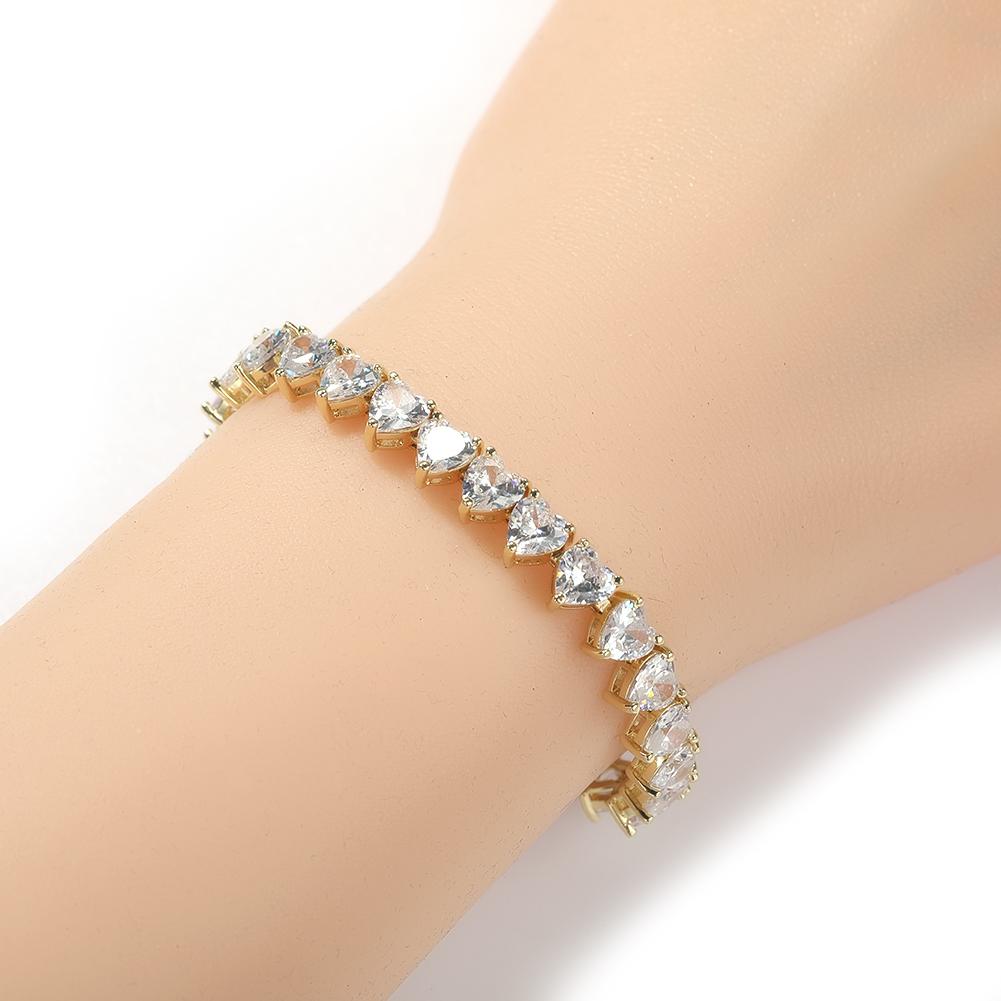 New Heart Shaped CZ Tennis Chain Bling Delicate Bracelet Women Men Iced Out Bling Jewelry