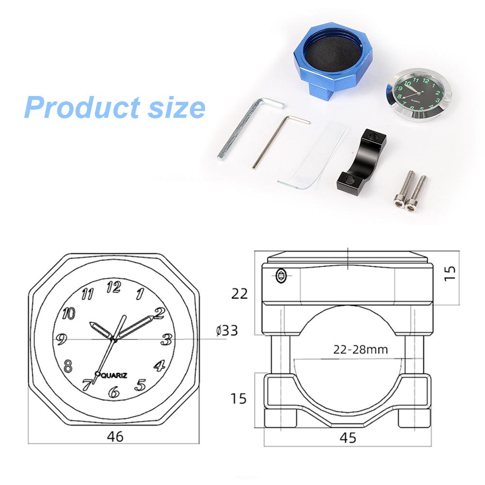 Универсальные 22-28 мм водонепроницаемые часы с креплением на руль мотоциклетные часы с гаечным ключом мотоциклетные часы пылезащитные кварцевые часы