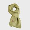 2024 Autumn/Winter Korean Knitted Wool Scarf - Women's Warm, Thick, Embroidered Design