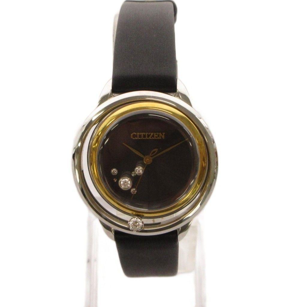 Used Citizen CITIZEN L Watch Quartz Analog 3 Hands Eco-Drive Diamond Shell Leather Band Black Gold Color B036-S112052 /YT