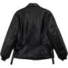 Adidas Solid Color Zip Collar Long Sleeve Leather Jacket Men Jackets Black JD9795