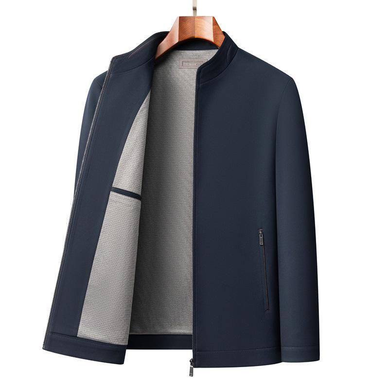 Men's Spring & Autumn Stand Collar Business Casual Jacket - Lightweight, Loose Fit for Middle-aged Dads