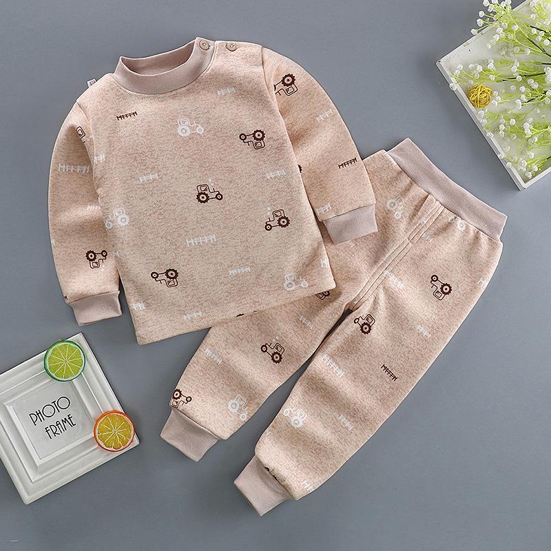 Baby Thermal Underwear Set: Plush, Thickened Two-Piece Pajamas for Boys and Girls
