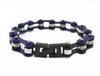 Motorcycle Chain Ladies Bling Bracelet Blue & Black Color Link Chain 316 Stainless Steel Bicycle Biker Bracelet