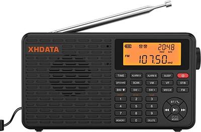 Портативное мини-радио XHDATA D109: Коротковолновый, АМ, FM, КВ, ДВ, Широкополосный FM, Мировой диапазон, BCL, Цифровой DSP, Высокочувствительный прием, Работа от батарей/Перезаряжаемый