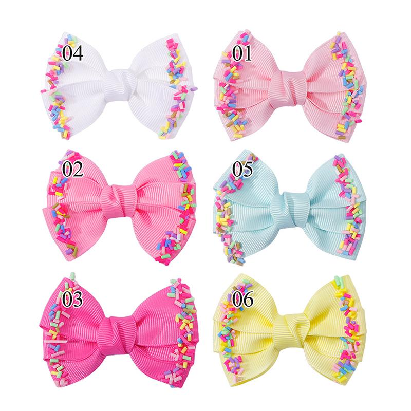 2/6Pcs Baby Solid Hair Bows Hair Clips Ribbon Bow Hairpin For Girl Cheer Bowknot Barrettes Children Headwear Hair Accessories
