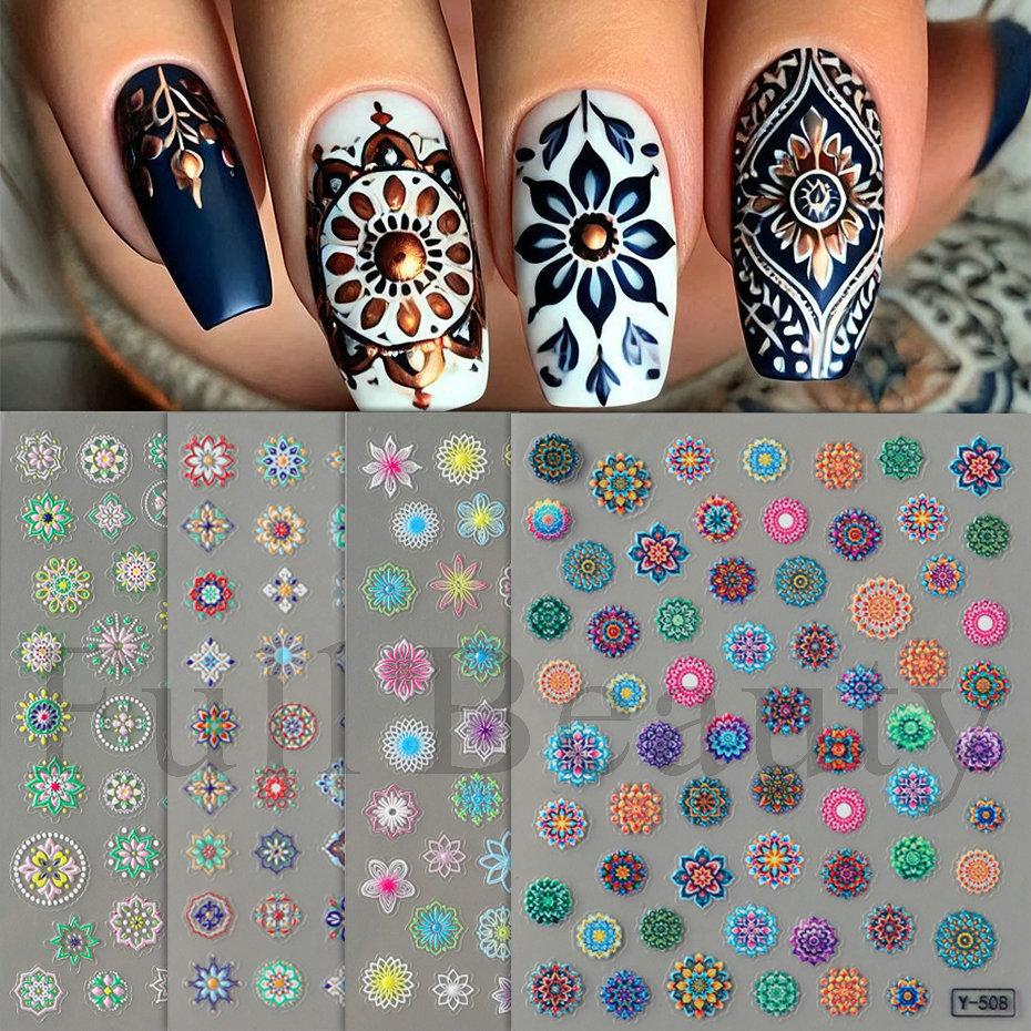 Nail Art Stickers Micro-engraved Three-dimensional Cartoon Retro Bohemian Style Totem Nail Sticker Decoration