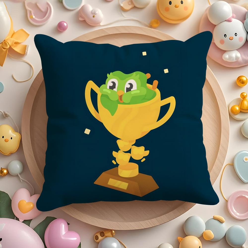 Cute D-Duolingos Pillow Case Short Plush Double-Sided Printing Home Machine Washable In Warm Winter Cushion Cover