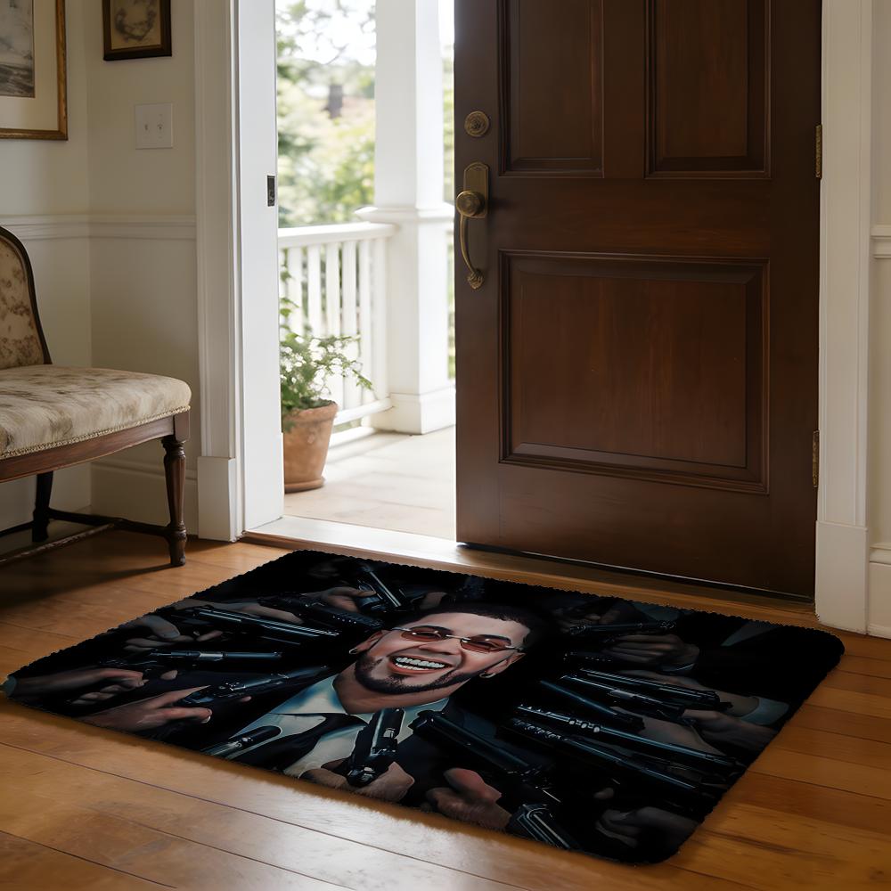 Floor Mat Soft Flannel Rug Non Slip Absorbent Mat for Bathroom Bedroom Home Decor A Anuel AA Rapper Hip Hop Singer Anmie