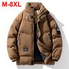 Парки мужские большого размера 8XL Зимние утолщенные теплые куртки Стеганые пальто Повседневные свободные куртки с воротником-стойкой Мужские большого размера 7XL Парки
