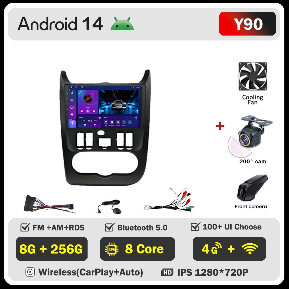 Для Renault Logan 1 Sandero 2009-2015 Largus Dacia Duster Автомобильный мультимедийный видеоплеер с сенсорным экраном Android 14 Авторадио 5G Wifi