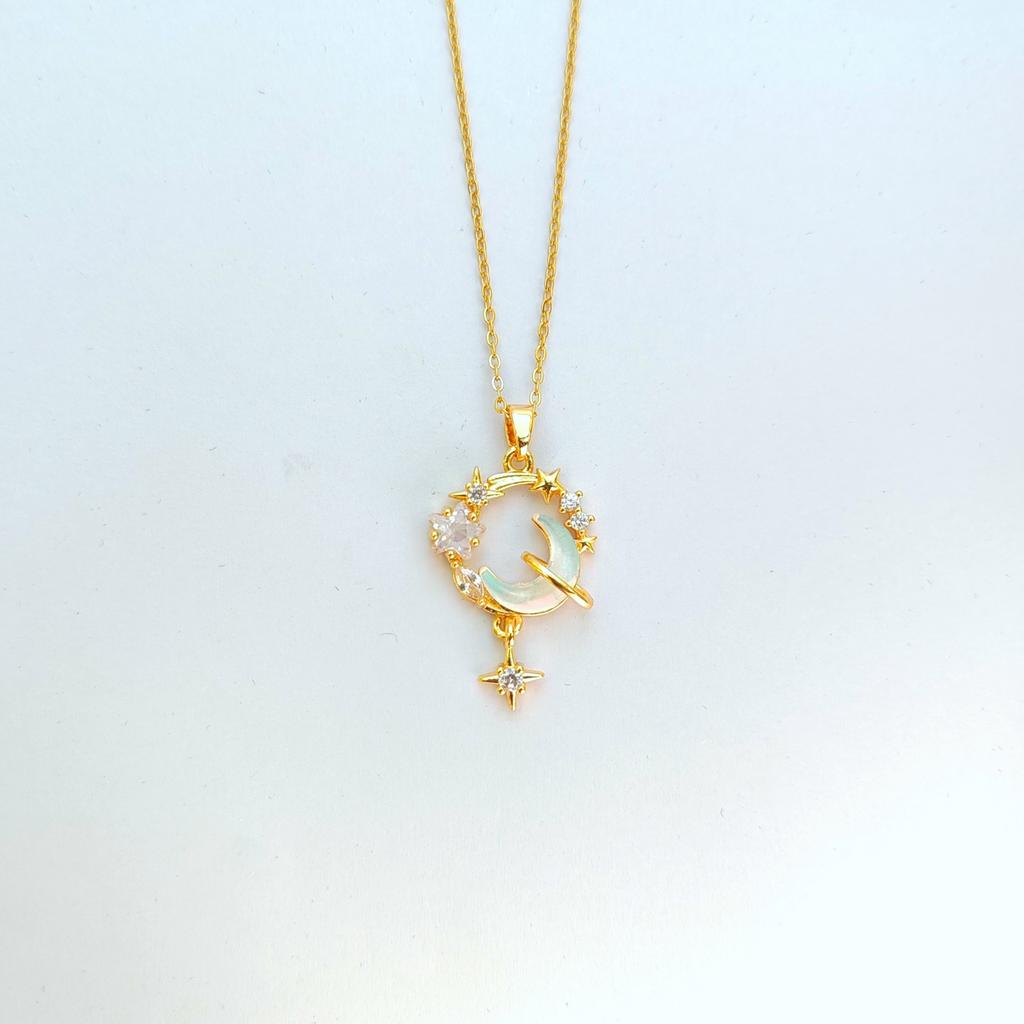 Женское ожерелье Звезда Луна Легкая Роскошь Премиум Универсальное Галактика Падающая Мечта Кулон Ключичная Цепочка