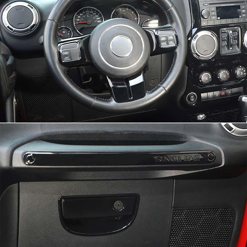 Dashboard Central Control Steering Wheel Co-pilot Handle Decoration Interior Kit Fit for Jeep Wrangler JK 2011-2017 Car Accessories