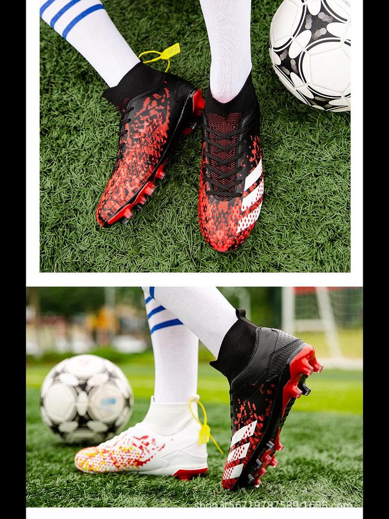 Футбольные бутсы унисекс с высоким берцем для детей, цвет мандариновый, длинные ногти, искусственная трава TF, для тренировок студентов.