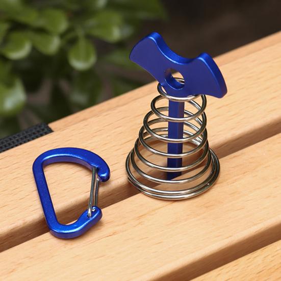 Deck-Anchor Pegs with Carabiners Windproof Tent Rope Tensioner Aluminum Deck Tie Down Spring Tent Stakes Outdoor Camping Fishbone Tent Pegs
