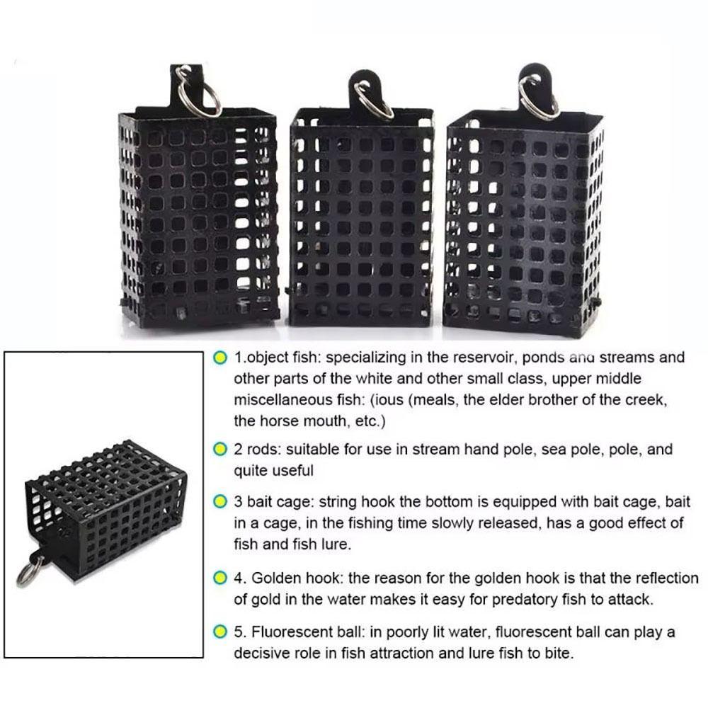 5Pcs Round Square Fishing Feeder Cage Fishing Tackle Trap Bait Basket Durable Fishings Lure Cage