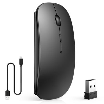 Беспроводная Bluetooth-мышь с оптическим сенсором 3dpi, амбидекстровая, совместимая с Type-C, перезаряжаемая, 2.4 ГГц, переключаемая, бесшумная, тонкая,
