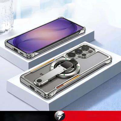 Для Samsung Galaxy S26 Ultra Металлический титановый чехол Сильный магнитный подставка Magsafe Модный чехол для телефона с защитой экрана