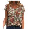 Модные весенние блузки с принтом бабочек, футболки с коротким рукавом и V-образным вырезом, повседневные