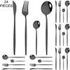 Gold 24Pcs Dinnerware Cutlery Set Knife Fork Coffee Spoon Tableware Set Mirror Stainless Steel Flatware Western Kitchen Silverware