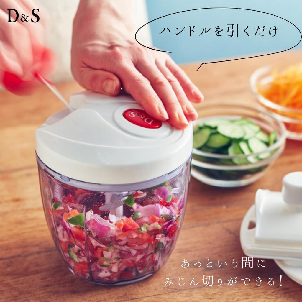 Измельчитель пищевых продуктов ручной, 900 мл, D&S, 5-лопастной венчик, Бирюзовый, Многоцелевой измельчитель, Резак, (DS.6966)