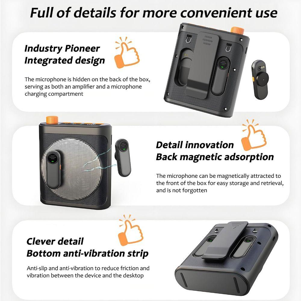Rechargeable Wireless Microphone with Magnetic Lavalier Bluetooth Speaker Meetings