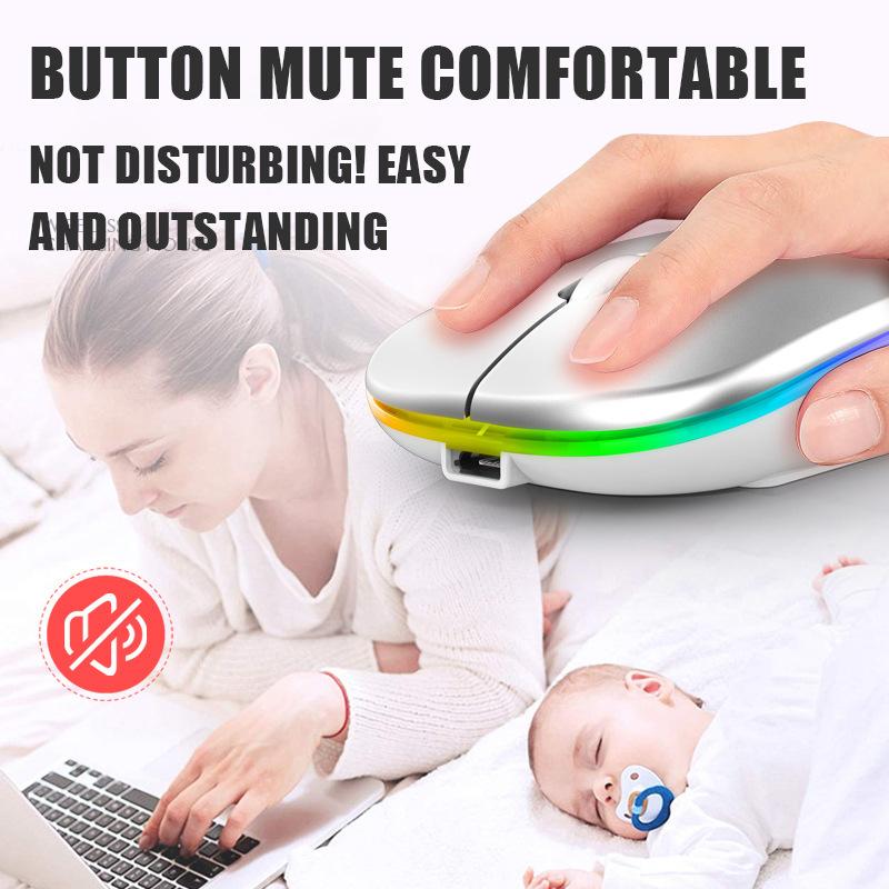 Беспроводная мышь Bluetoooth 5.0 с USB-подзарядкой, RGB-подсветкой для ноутбука, компьютера, ПК, Macbook, игровая мышь 2.4 ГГц 1600 DPI