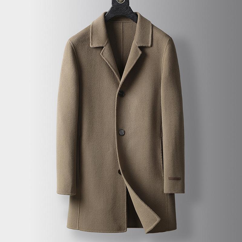 Осенне-зимнее двухстороннее шерстяное пальто ручной работы, мужская модная утолщенная теплая мужская верхняя куртка из чистой шерсти