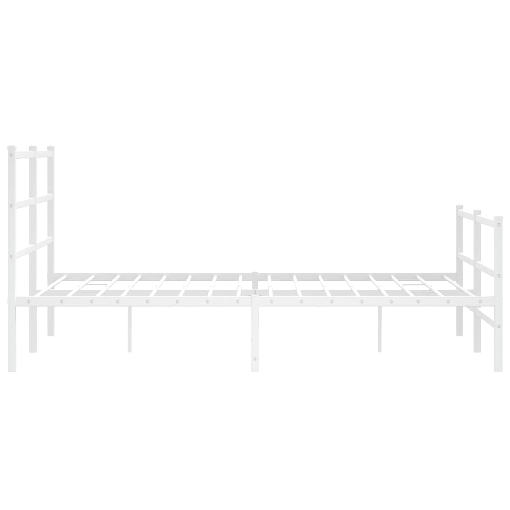 Vidaxl Metalowa Rama Łóżka Z Wezgłowiem I Zanóżkiem, Biała, 140X200 Cm