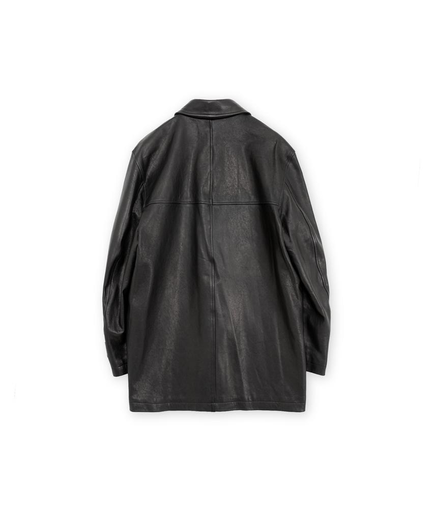 Brownyard Leather Half Coat, Black
