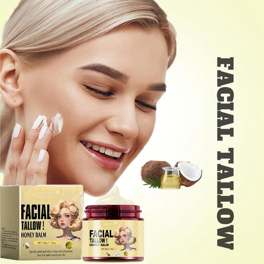 Tallow Moisturizer, Tallow Honey Moisturizer, Moisturizer, Skin Rejuvenation Moisturizer, Soothing Emollient Shea Butter, Free, 50g